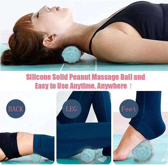 Massage Ball Set, Peanut Massage Ball Double Lacrosse Massage Roller Balls, Acupoint Myofascial Release Muscle Knot Ball, Deep Tissue Trigger Point Therapy Massage Tool for Back Neck Shoulder (Green)