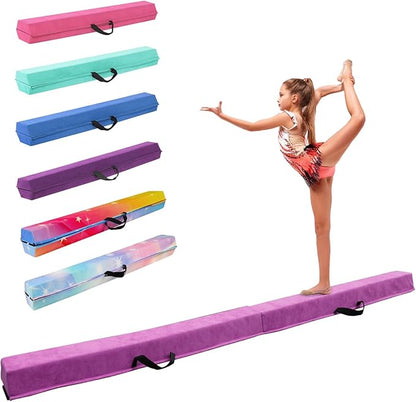 8FT/9.5FT Folding Balance Beam, Portable Gymnastics Beam Equipment with Non Slip Rubber Base & Suede Cover for Training/Practice/Professional Home Exercise