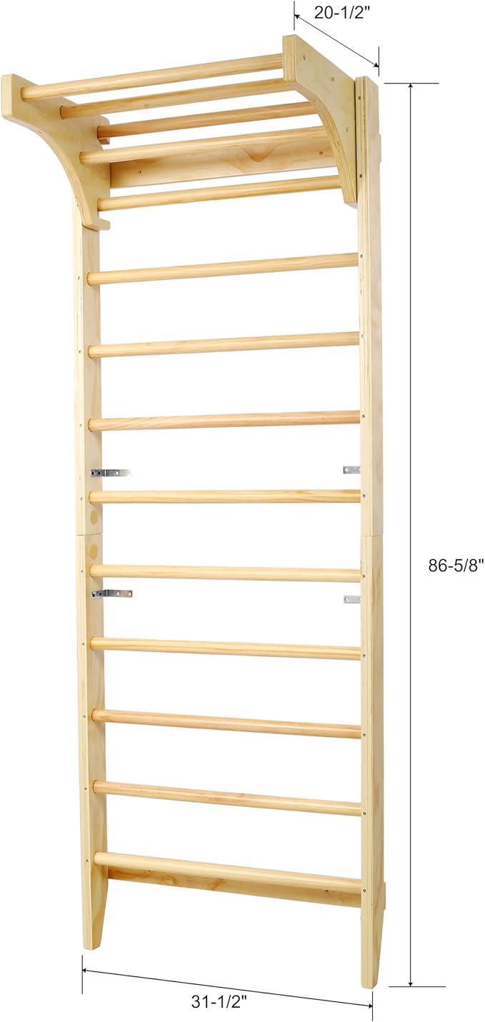 Wall-Mounted Wooden Stall Bars for Home Gym - Swedish Ladder for Stretching, Strength Training & Yoga - Durable Multi-Functional Fitness Equipment