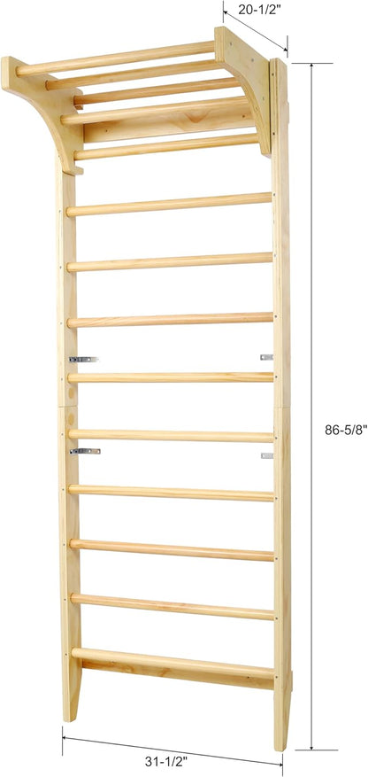 Wall-Mounted Wooden Stall Bars for Home Gym - Swedish Ladder for Stretching, Strength Training & Yoga - Durable Multi-Functional Fitness Equipment