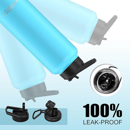 40oz Insulated Water Bottle (Cold for 48 Hrs),BPA Free&Leak Proof,Stainless Steel Water Flask,Water Jug with Straw Spout Lids for Gym,Hiking,Travel,Sky Blue