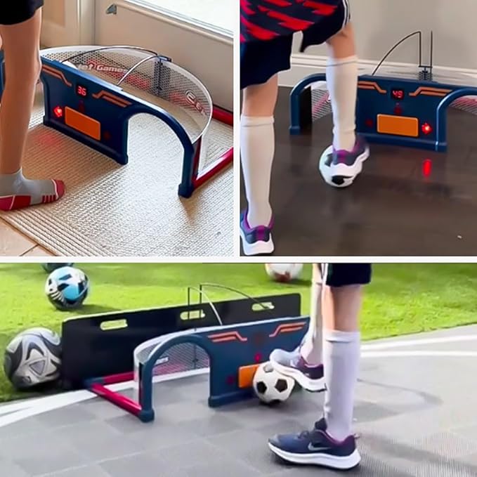 Automatic Training Football Reaction Machine, Great Fitness Duo for Parents Children, Lights-Up Rhythm Kicking, Suitable for Indoor and Outdoor Soccer.(A,80.5 * 42 * 23cm)