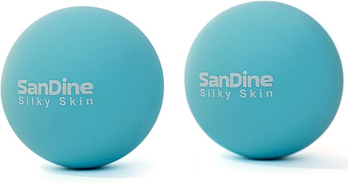 Lacrosse Massage Balls for Deep Tissue Massage - Release Tension Relieve Muscle Soreness Improve Flexibility - Ideal for Myofascial Release Trigger Point Therapy - 2Pack Yoga Balls by Sandine (Blue)