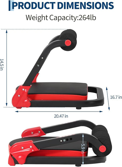 Ab Trainer Machine, Ab Workout Equipment with 4 Adjustable Resistance, Portable Adjustable Sit Up Machine, 264 LBS Weight Capacity for Home/Office