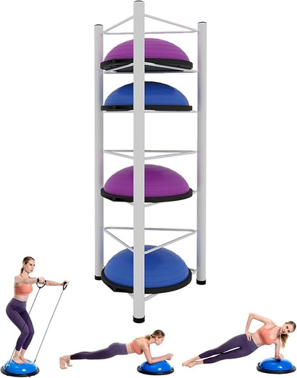 Balance Ball Half Rack 3/5/6/7 Tiers, Iron Half Exercise Balls Holder for Yoga Ball, Home Gym Studios Standing Balls Balance Trainer Shelf