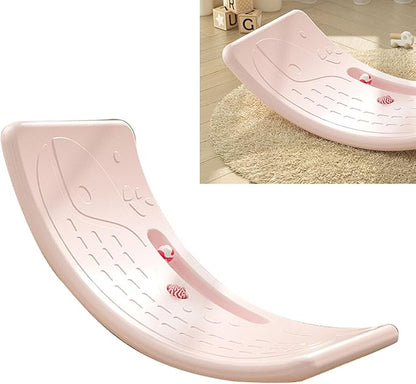 Kids Rocker Board Plastic Load Bearing Children Wobble Board for Exercise Indoor Birthday Gift (Roseate)