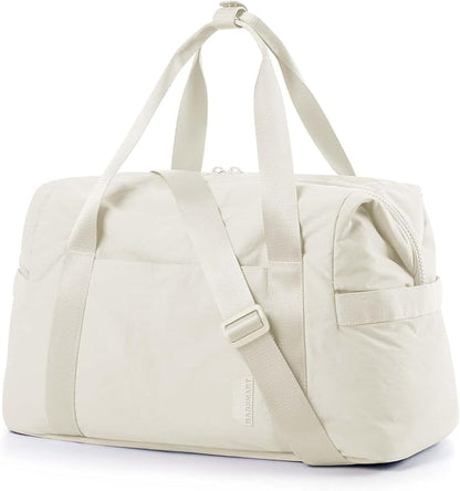 BAGSMART BAGSMART Gym Bag for Women, Carry on Weekender Overnight Bag, Travel Duffel Bags with Trolley Sleeve, Personal Item Travel Bag Tote Bag Workout Dance Bag(Light Beige-Large)