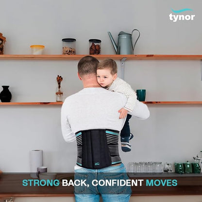 TYNOR Back Support Belt Adjustable Back Brace for Lower Back Pain,Breathable Lumbar Support Belt for Men & Women, Lower Back Brace for Herniated Disc, Sciatica & Heavy Lifting (XXL, Classic Black)