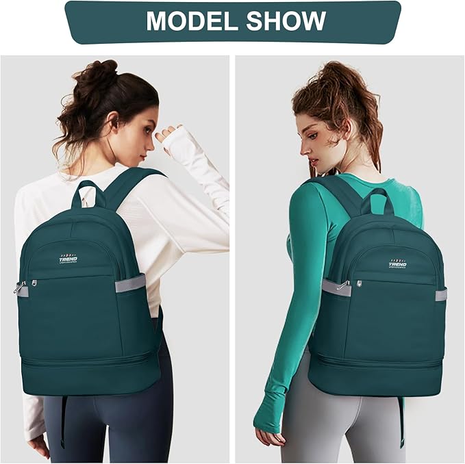 coofay Gym Backpack For Women Men Dance Sports Backpack With Shoe Compartment Waterproof Travel Backpacks Gym Bag Peacock Blue