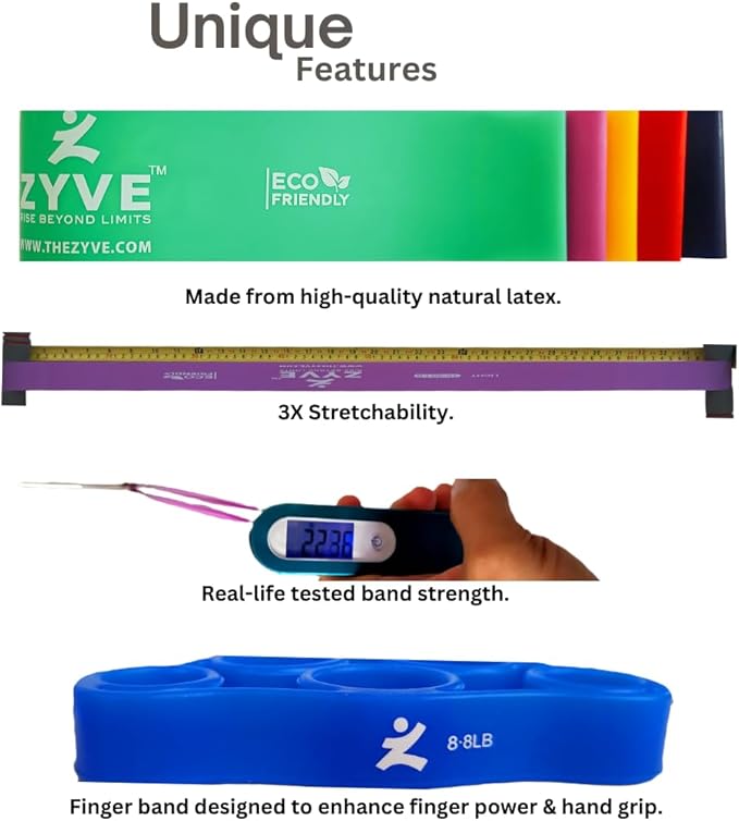 Resistance Bands Set for Women & Men – 12'' Heavy Duty Natural Rubber Exercise Loop Bands for Legs,Glutes,Strength Training,Stretching,Physical Therapy– Pack of 5 with Carry Pouch