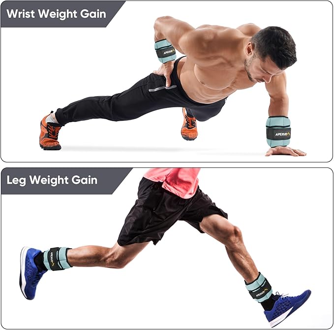 APEXUP 10lbs/Pair Adjustable Ankle Weights for Women and Men, Modularized Leg Weight Straps for Yoga, Walking, Running, Aerobics, Gym, Physical Therapy