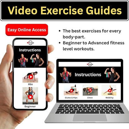 Long Fabric Resistance Band with Door Anchor - Full Body Resistance Band for Working Out and Physical Therapy - Heavy Strength Exercise Band