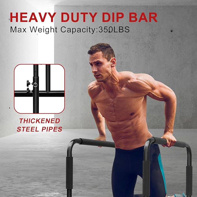 Dip Bar, Heavy Duty Dip Station Adjustable Parallel Bars for Full Body Workout Fitness, Functional Parallettes Bars for Home Gym Strength Training Workout