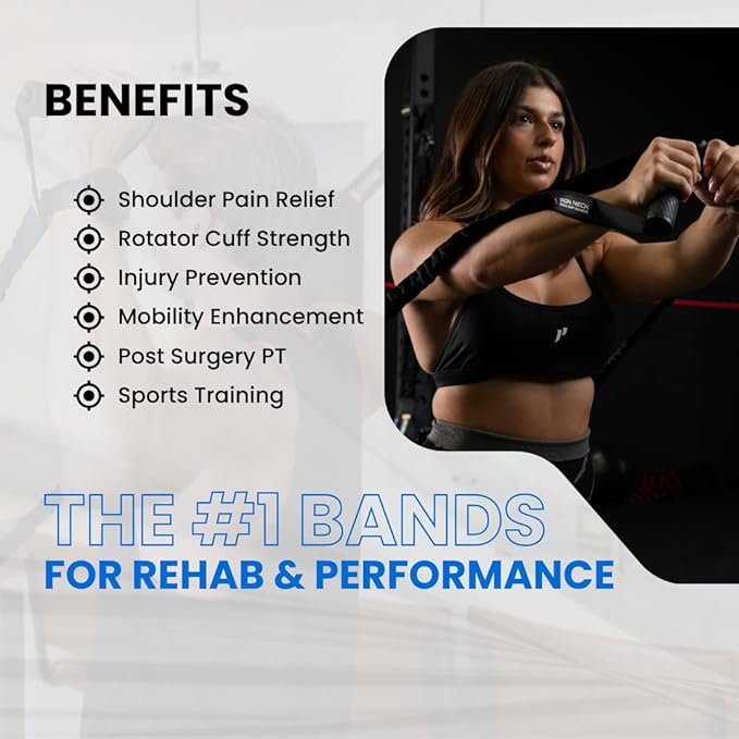 Iron Neck Shoulder Resistance Band System – 3 Level Rehab & Performance Kit with Door Belts & Anchors – 5lb, 10lb, 25lb Bands – Shoulder Pain Relief, PT, Strength Training – Home & Gym Use
