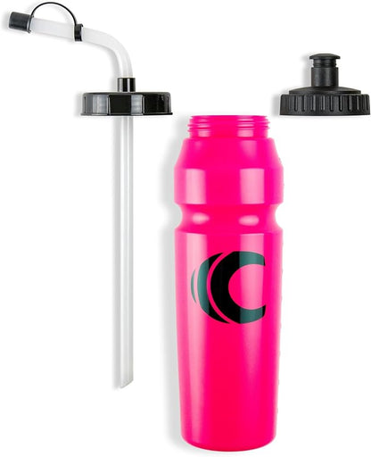 Cannon Sports 1 Liter Sports Water Bottle, BPA-Free, 34 Oz Capacity, Large Mouth, 2 lids (Straw and Squeeze), Great For Helmet Sports Such As Hockey, Lacrosse, Football, Boxing (6 Pack) (Pink)