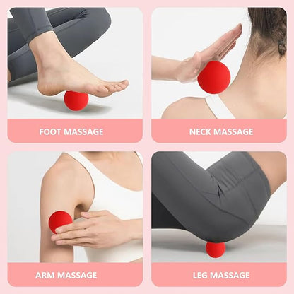 Set of 3 Massage Balls of Different Sizes, Therapy Ball for Muscle Relief and Yoga Relaxation, Massage Ball for Back,Hands and Feet (RED)