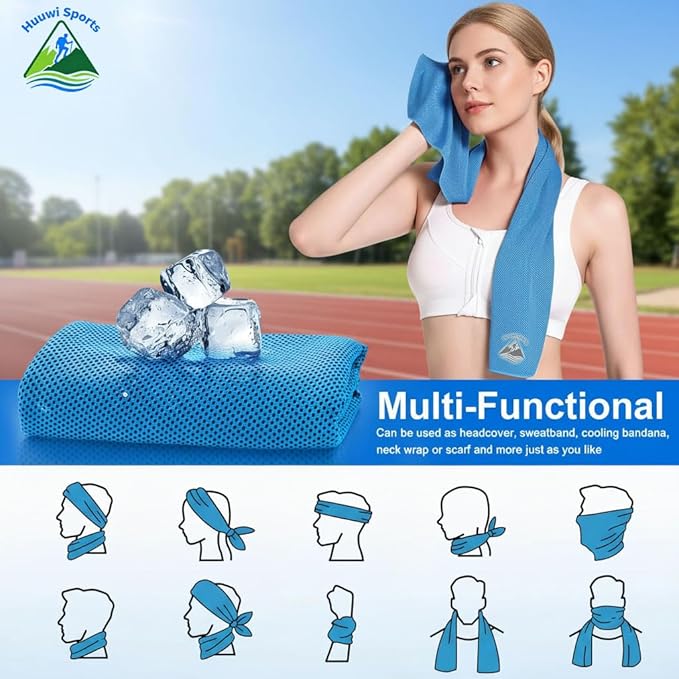 Cooling Towel 4 Pack, 40"x12" Ice Towel for Instant Relief, Microfiber Chilly Towel for Sports, Gym, Running, Yoga, Golf, Camping, Fitness (Mix 2)