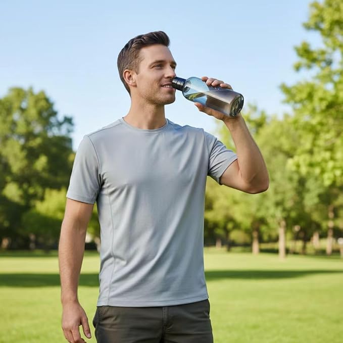 17oz Plastic Sports Bottle ，Time Marker Water Bottle, Leakproof Sports Drinking Bottle for Gym, School, Office, Trave(Black 17oz)