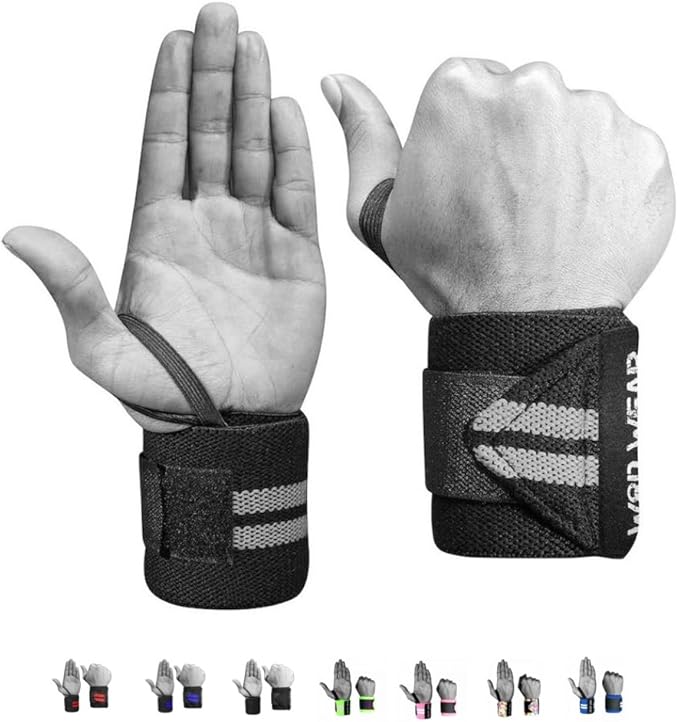 Elastic Wrist Wraps for Powerlifting, Strength Training, Bodybuilding, Cross Training, Olympic Weightlifting, Yoga Support - One Size Fits All