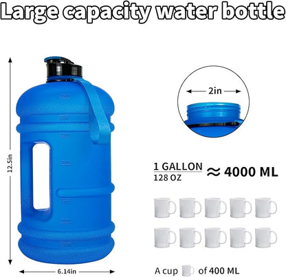 TOOFEEL 1 Gallon Water Bottle,Leakproof,Bpa Free,Dishwasher Safe,128 oz Large Water Jug wiht Handle,Travel & Camping & Sports & Gym Water Bottle For Men and Women - Matte Dark Blue