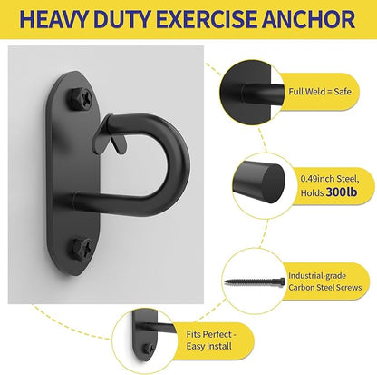 Resistance Band Wall Anchors, 3 Pack Heavy Duty Wall and Ceiling Mount Hooks for Suspension Straps, Workout Anchors for Home Gym, Yoga Swing