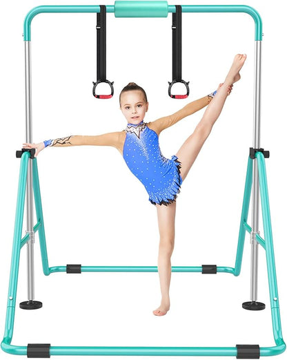 Gymnastic Bars for Kids with Adjustable Height, Folding Gymnastic Training Kip Bar, Expandable Horizontal Bar for Home