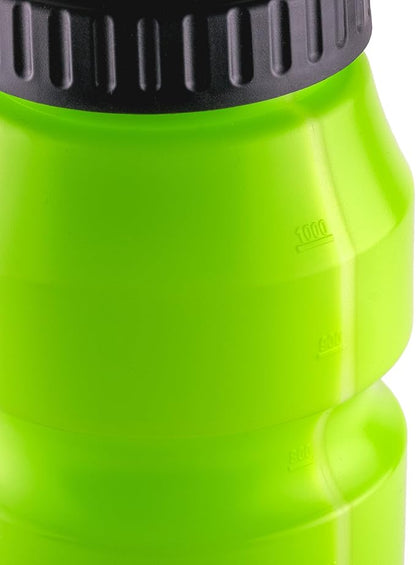 Cannon Sports 1 Liter Sports Water Bottle, BPA-Free, 34 Oz Capacity, Large Mouth, 2 lids (Straw and Squeeze), Great For Helmet Sports Such As Hockey, Lacrosse, Football, Boxing (6 Pack) (Lime Green)