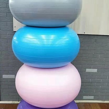Exercise Donut Yoga Ball PVC Anti-Burst Stability Ball with Air Pump, Thickened Half Fitness Trainer for Core Balance and Stretching at Home (Light Blue)