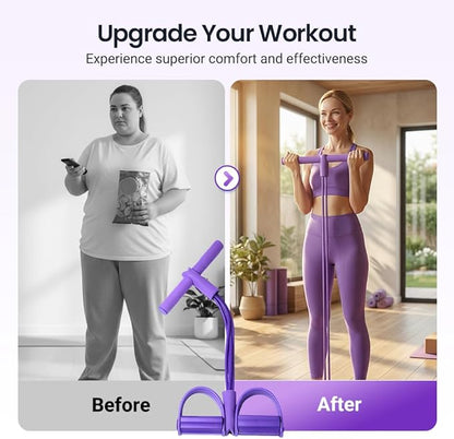 Yoga Sports Crunches Elastic Pull Rope, Pedal Resistance Bands with Handles, Multifunctional Elastic Yoga Resistance Band for Abdomen/Waist/Arm/Leg Stretching Slimming Training