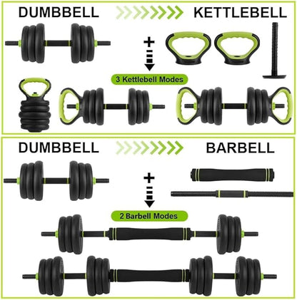 Adjustable Dumbbells, 44/66/88Lbs Free Weight Set with Connector, 4 in1 Dumbbell Set Used As Barbell, Kettlebells, Push Up Stand, Weight Plate, Fitness Exercises for Home Gym Suitable Men/Women Strength Training