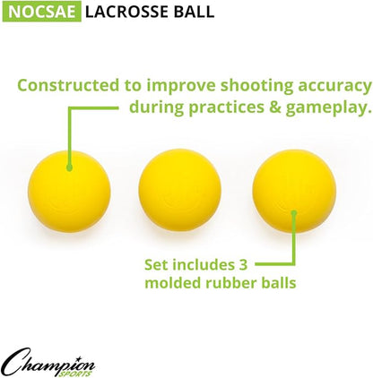 Champion Sports Lacrosse Balls – Official Size SEI Certified, Multi-Color Packs of 3, 6, or 12 for Practice & Games