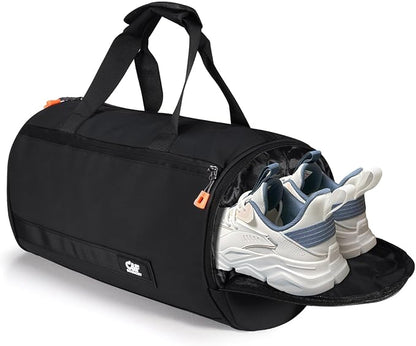 C&F BOGMOST Small Gym Bag for Women & Men,Small Lightweight Duffel Bag Carry On Bags Mini Duffel Travel Bag Waterproof Sports Bags for Workout/Sport/Travel, Black,with Shoes Compartment