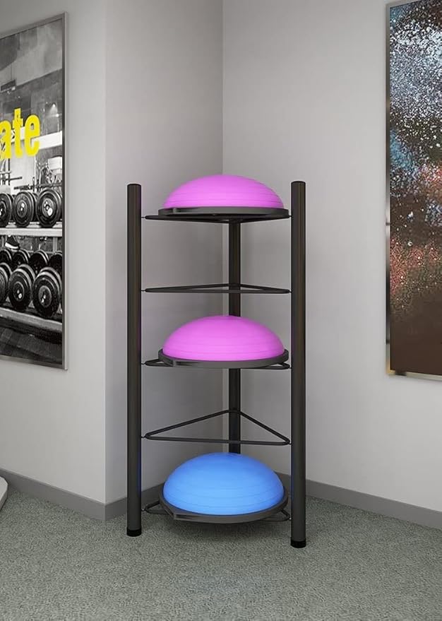 Balls Home Schools Display Rack Half Exercise Ball Trainer Storage Rack - 5 Tier Floor Stand Half Circle Balance Ball Holder Storage Organizer for Home Gym Fitness Equipment (Black)