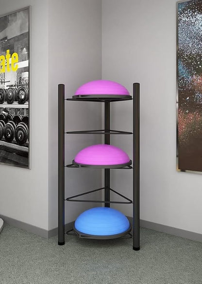 Balls Home Schools Display Rack Half Exercise Ball Trainer Storage Rack - 5 Tier Floor Stand Half Circle Balance Ball Holder Storage Organizer for Home Gym Fitness Equipment (Black)