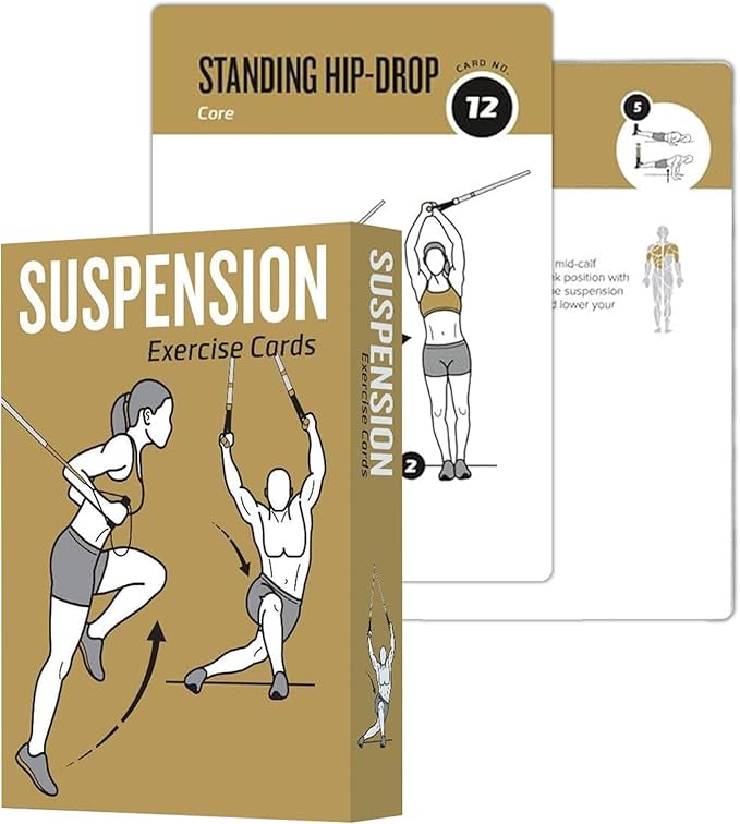 Suspension Workout Cards, 62 Exercises Cards Deck Large Size 5" x 3.5" Fitness Cards for Women & Men, Beginner Fitness Guide to Training Exercises at Home or Gym (Suspension, Vol 1)