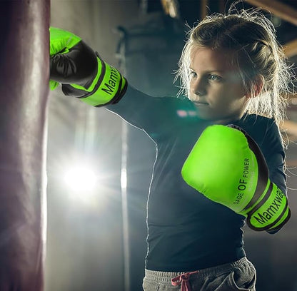 3-in-1 Boxing Gloves and Punching Mitts Set for Kids, Sports Boxing Gloves Boxing Pads with Hand Wraps, Kids Boxing Equipment Set for MMA, Karate, Muay Thai, Taekwondo