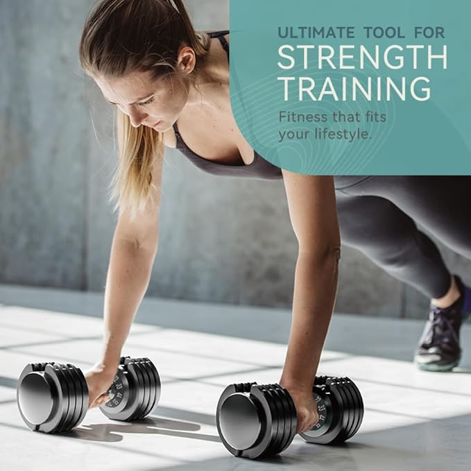 25/55lb Pair Adjustable Dumbbell Set, Adjustable Dumbbells Set of 2, 5 in 1/10 in 1 Free Weights Dumbbells Set with Anti-Slip Texture Handle, Weight Set For Home Gym Suit both Men and Women