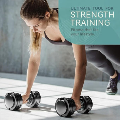 25/55lb Pair Adjustable Dumbbell Set, Adjustable Dumbbells Set of 2, 5 in 1/10 in 1 Free Weights Dumbbells Set with Anti-Slip Texture Handle, Weight Set For Home Gym Suit both Men and Women