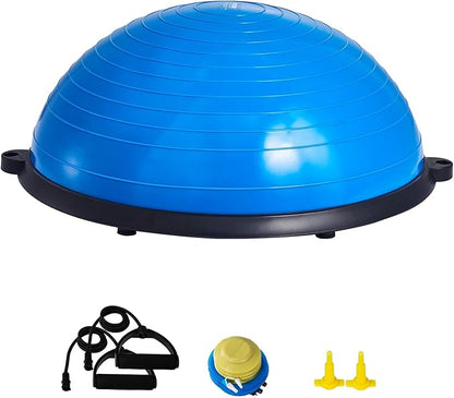 VEVOR Half Exercise Ball Trainer, 23/26 inch Balance Ball Trainer, 1500lbs Capacity Stability Ball, Yoga Ball with Resistance Bands & Foot Pump, Strength Fitness Ball for Home Gym Full Body Workout