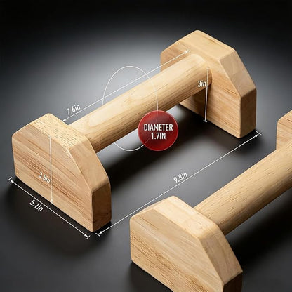 Wooden Parallettes Push Up Bars, Anti-Slip Push-Up Handles, Mini Handle Pumps, Dip Station Dip Bar, Handstand Bars for Calisthenics and Fitness（log）