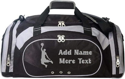 Personalized SportS Duffel Bag With Custom Name & Text - Basketball Black