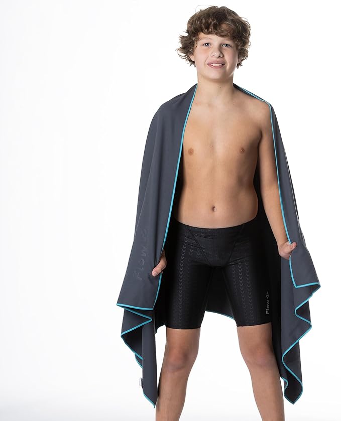 Flow Swim Gear Flow Hydro Sport Towel - Microfiber Quick Dry Swimming Towels for Swim, Pool, Triathlon, and Other Water Sports in Medium and Large Sizes (Gray, X-Large (72" X 40"))