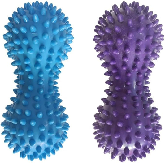 2 Pack Peanut Massage Ball Roller Spiky Double Lacrosse Balls Trigger Point for Stress Reflexology Foot Muscle Therapy Deep Tissue Relieve Strength Exercise Fitness Body