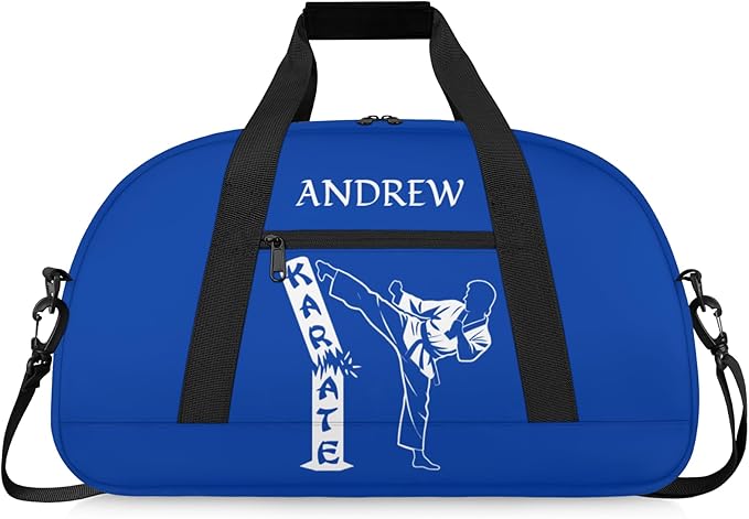 Custom Name Taekwondo Karate Duffle Bag for kids Boy Girls - Personalized Martial Arts Gear Bag, Water-Resistant Sparring Equipment Bag, Karate Navy