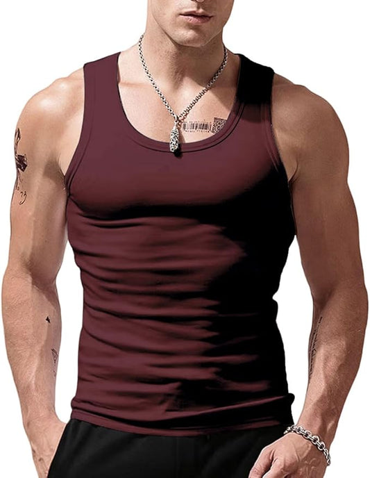 Men's Stringer Tank Tops Cotton Vest Sleeveless Gym Workout Bodybuilding Fitness Muscle T Shirts