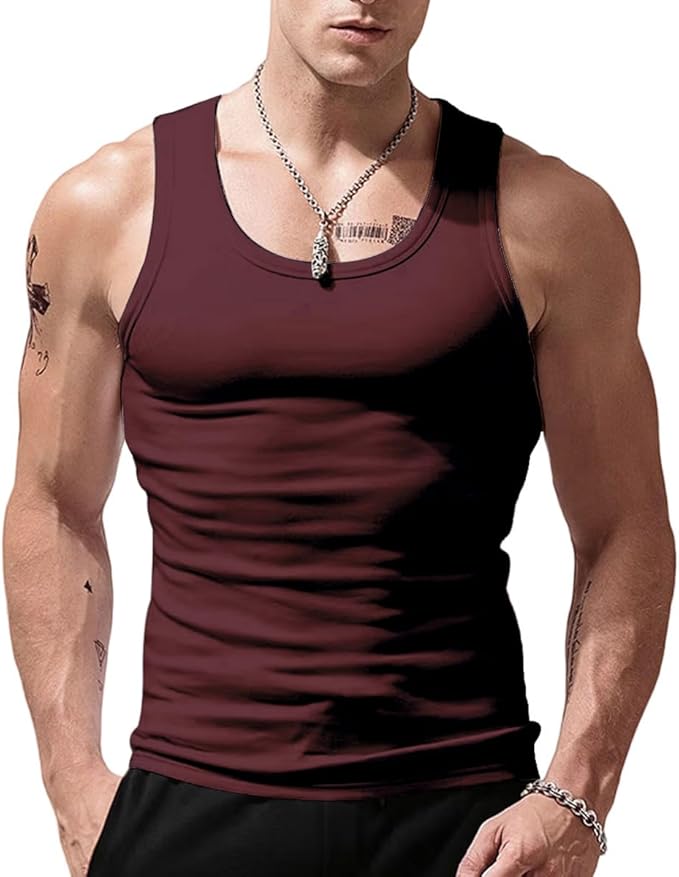 Men's Stringer Tank Tops Cotton Vest Sleeveless Gym Workout Bodybuilding Fitness Muscle T Shirts
