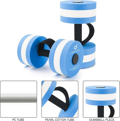 Aquatic Exercise Dumbell Set of 2 - Water Aerobic Exercise Foam Dumbbells Pool Resistance Fitness Equipment for Weight Loss