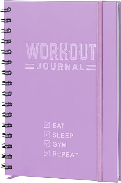 Nextnoid Hardcover Fitness Journal Workout Planner for Men & Women - A5 Sturdy Workout Log Book to Track Gym & Home Workouts - Purple