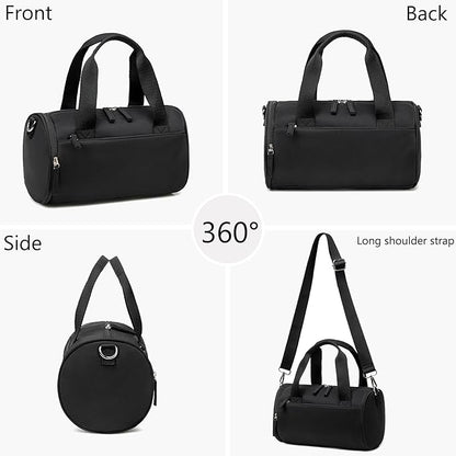 Mini Gym Bag for Women Girls Cute Small Duffle Bag 12'' with Multifunctional Pockets Workout Sport Bags Dance,Fitness,Yoga (Black)