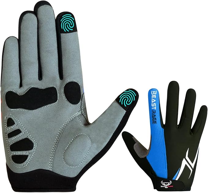 BEAST RAGE Half Finger Cycling Gloves for Men Women, Gel Padded Anti-Slip Shock Absorbing Weight Lifting Gym Gloves Cycle Mountain Bike Gloves for MTB, Biking, Hiking